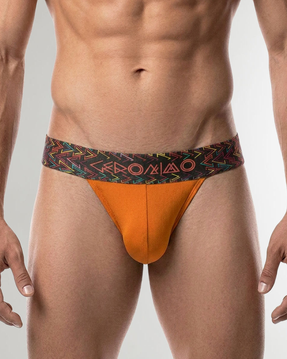 Geronimo Vibe Jockstrap Orange - men's cotton modal jockstrap underwear, front view