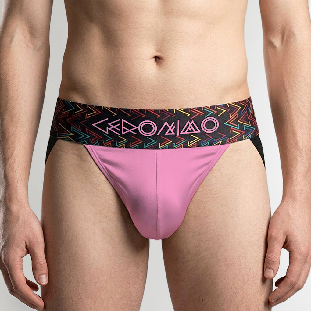 Geronimo Vibe Jockstrap Pink - men's cotton modal jockstrap underwear, front view