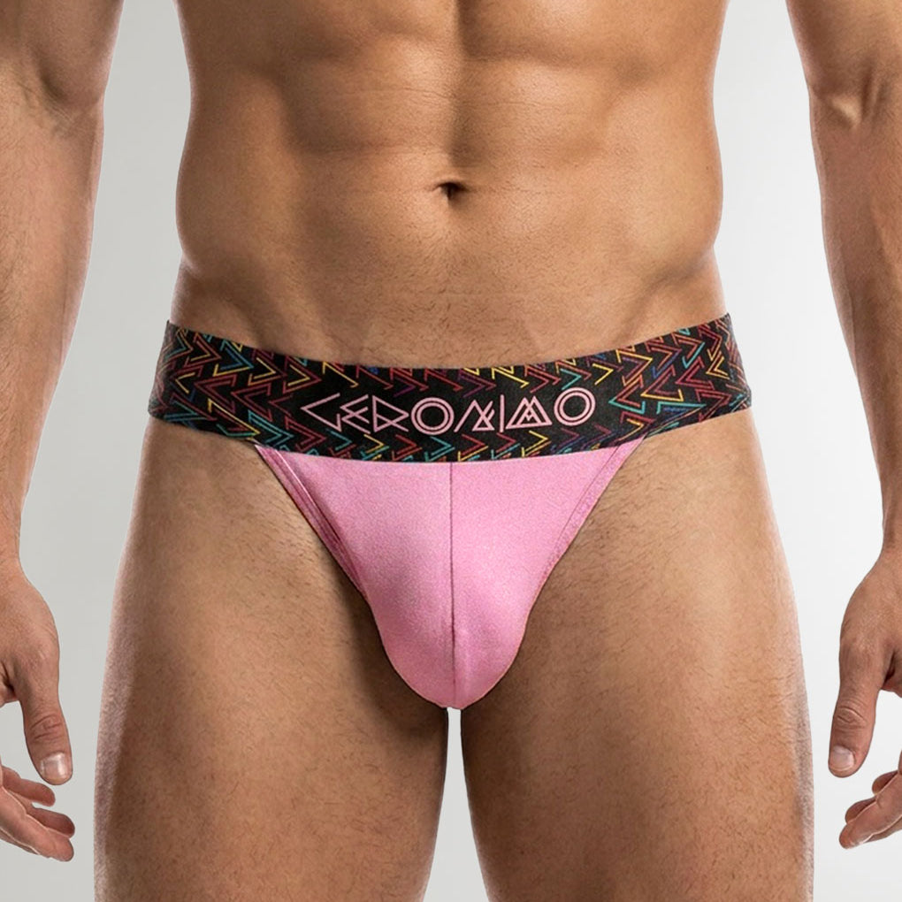 Geronimo Vibe Jockstrap Pink - men's cotton modal jockstrap underwear, front view
