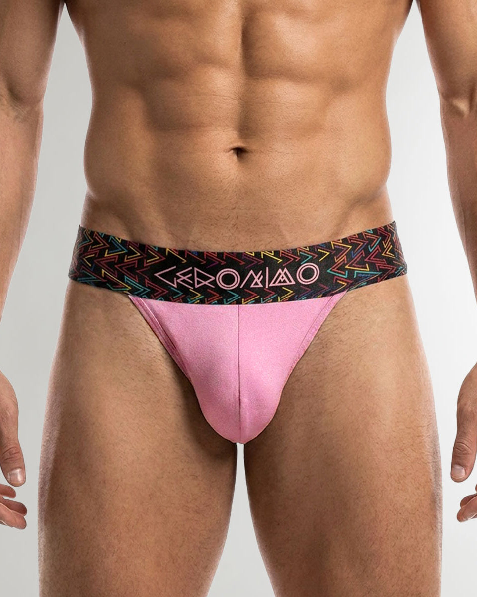Geronimo Vibe Jockstrap Pink - men's cotton modal jockstrap underwear, front view