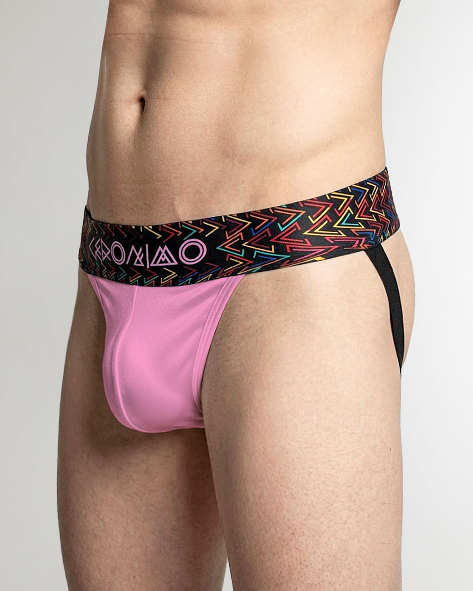 Geronimo Vibe Jockstrap Pink - men's cotton modal jockstrap underwear, back view