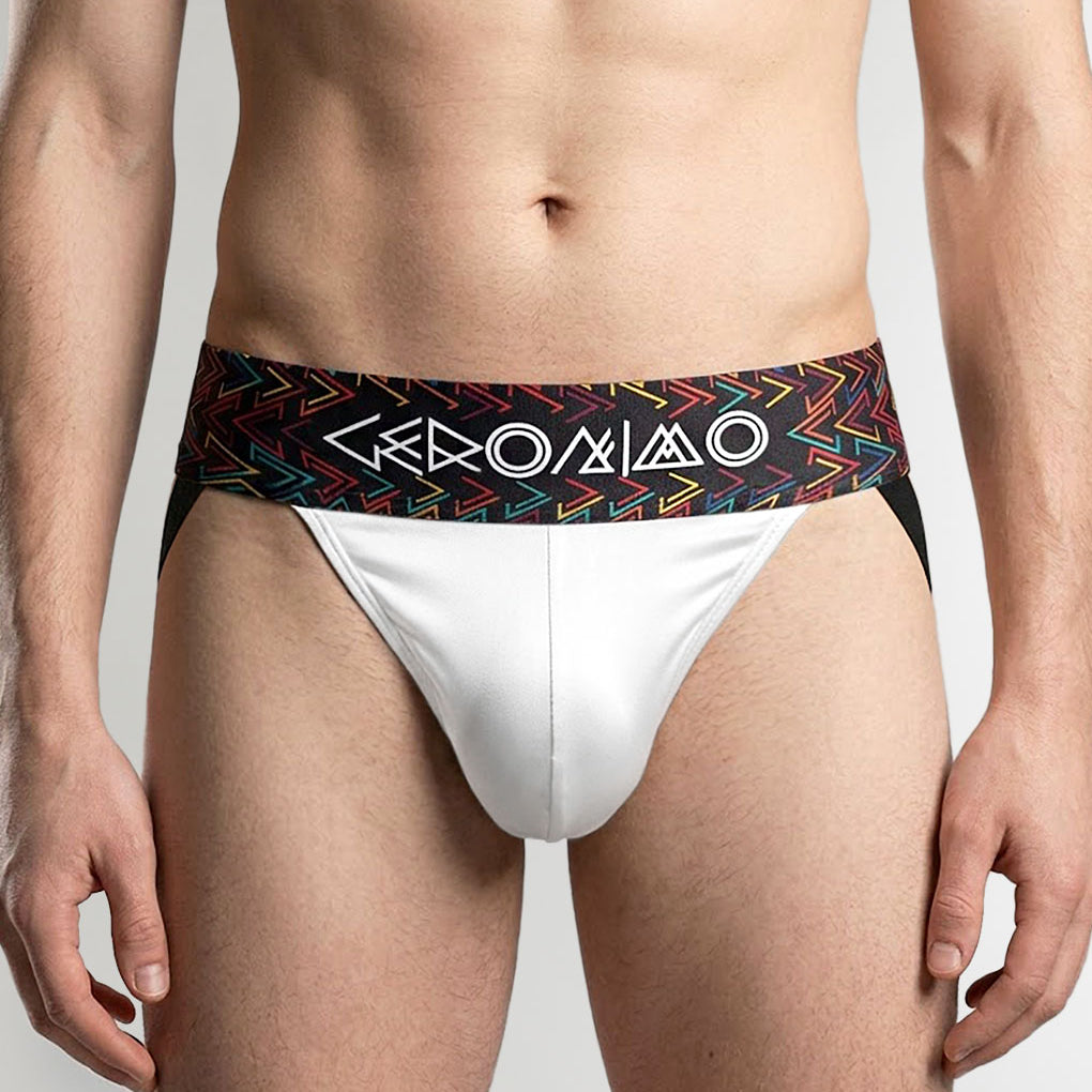 Geronimo Vibe Jockstrap White - men's cotton modal jockstrap underwear, front view
