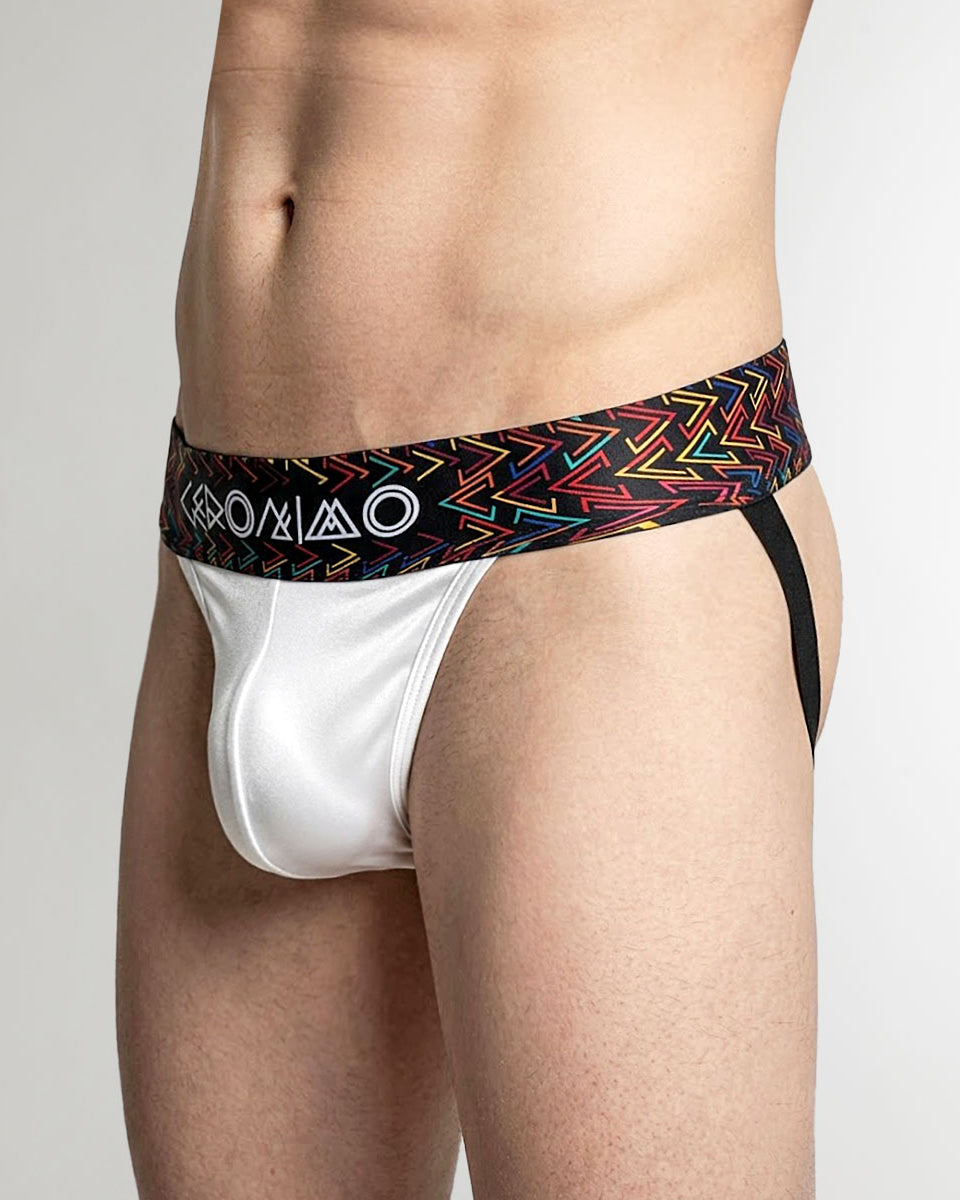 Geronimo Vibe Jockstrap White - men's cotton modal jockstrap underwear, back view