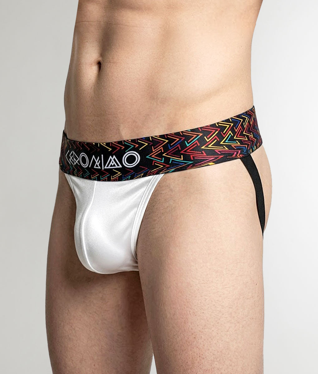 Geronimo Vibe Jockstrap White - men's cotton modal jockstrap underwear, back view