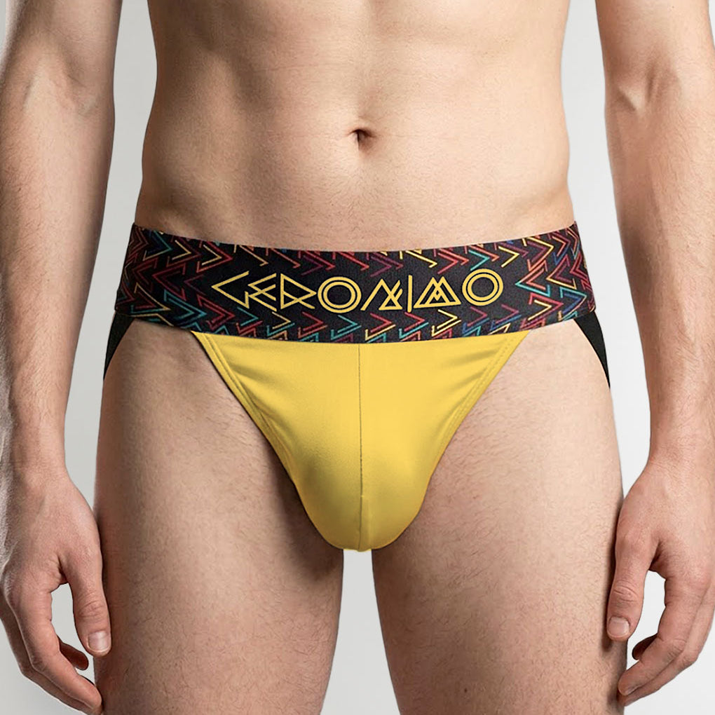 Geronimo Vibe Jockstrap Yellow - men's cotton modal jockstrap underwear, front view