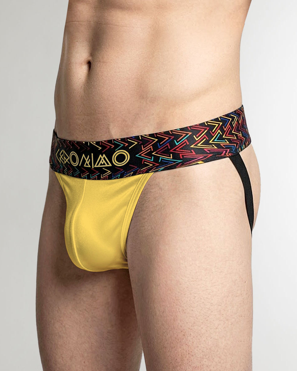 Geronimo Vibe Jockstrap Yellow - men's cotton modal jockstrap underwear, back view