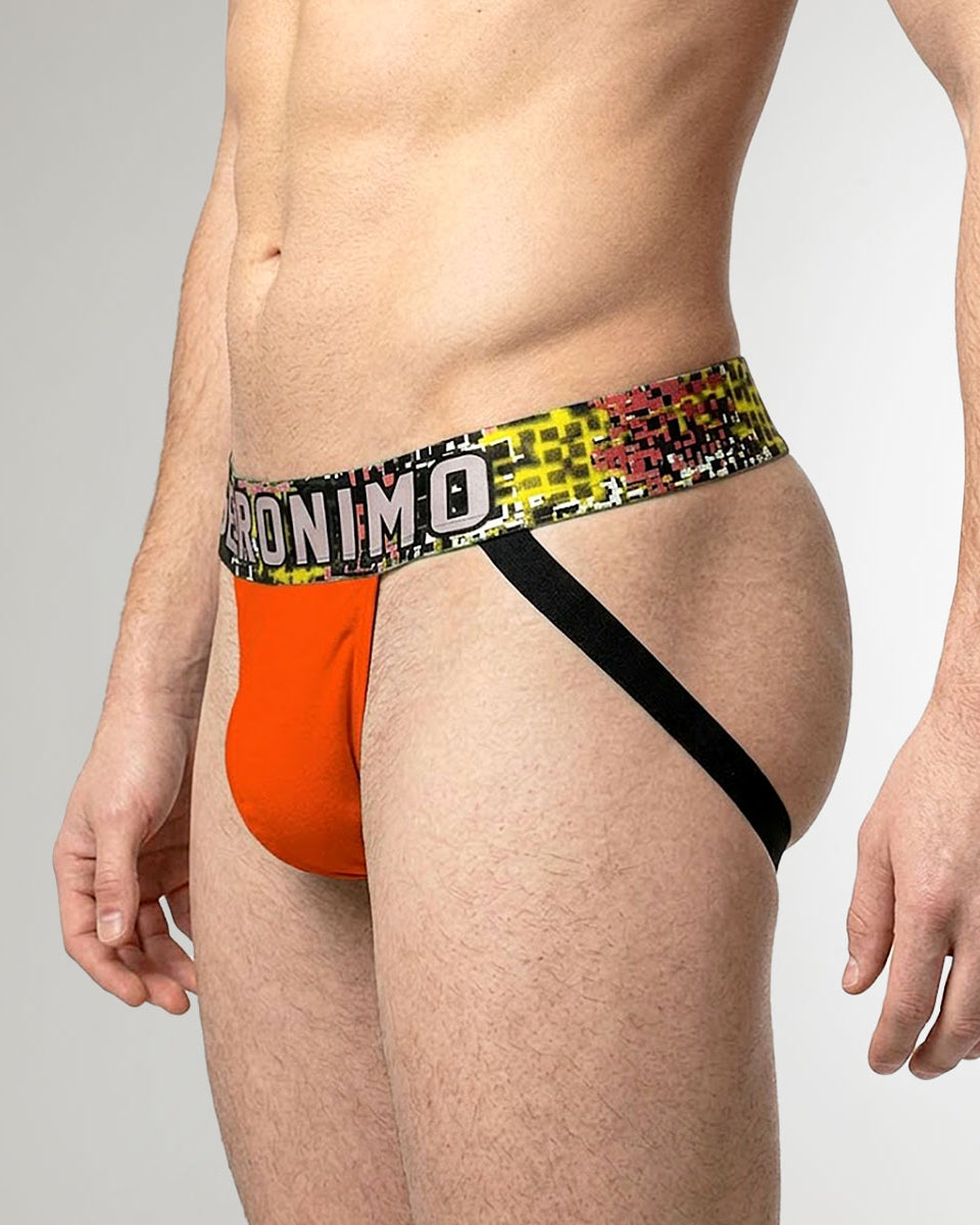 Geronimo Prism Jockstrap Orange - men's cotton modal jockstrap underwear, back view