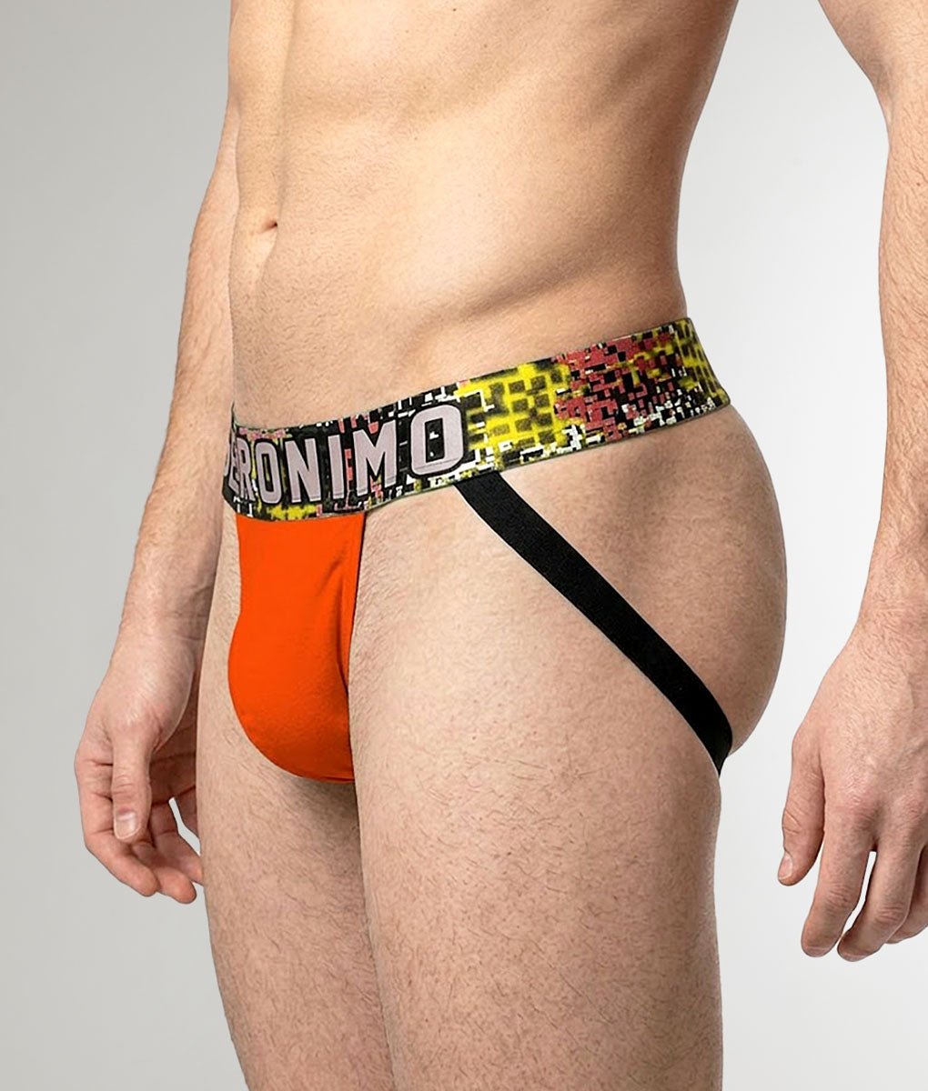 Geronimo Prism Jockstrap Orange - men's cotton modal jockstrap underwear, back view