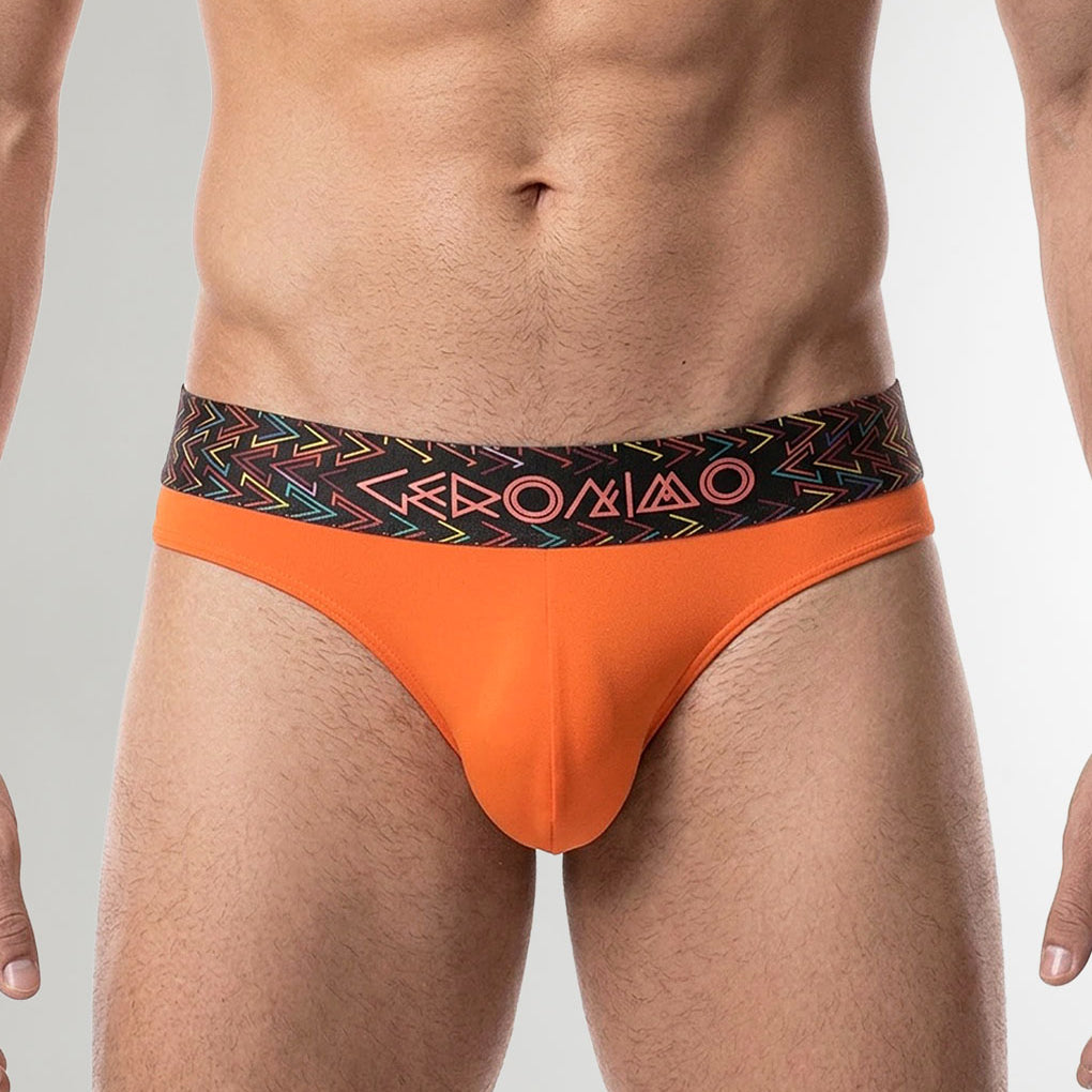 Geronimo Vibe Thong Orange - men's cotton modal thong underwear, front view