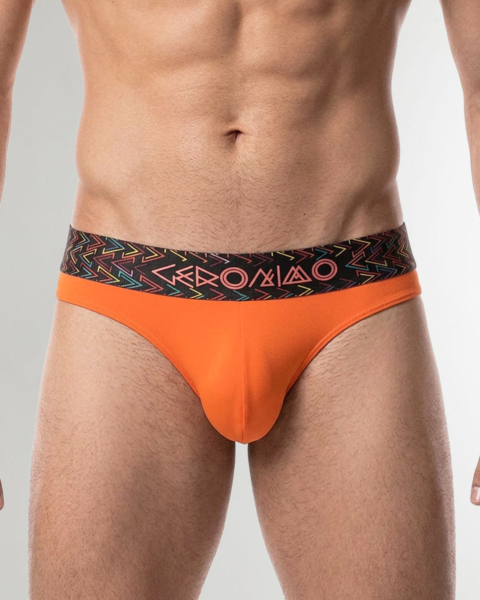 Geronimo Vibe Thong Orange - men's cotton modal thong underwear, front view