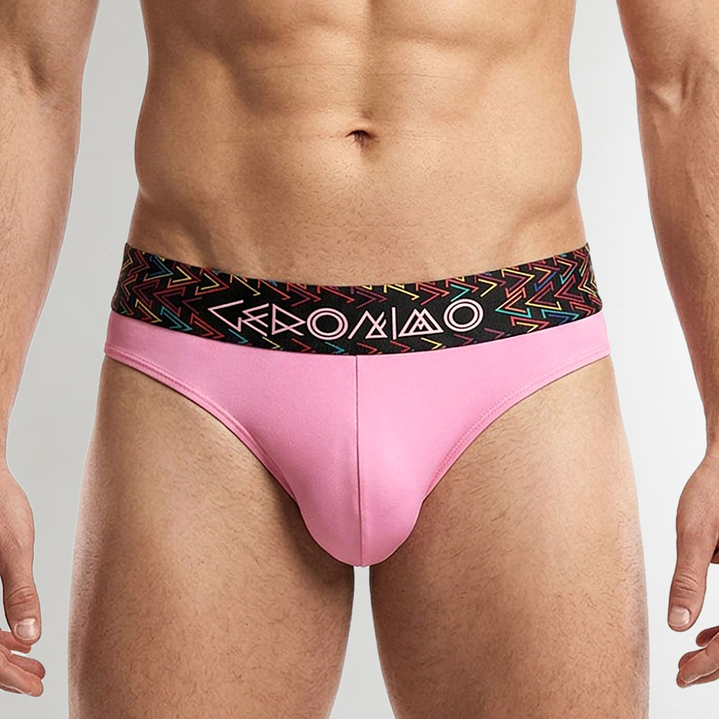 Geronimo Vibe Thong Pink - men's cotton modal thong underwear, front view