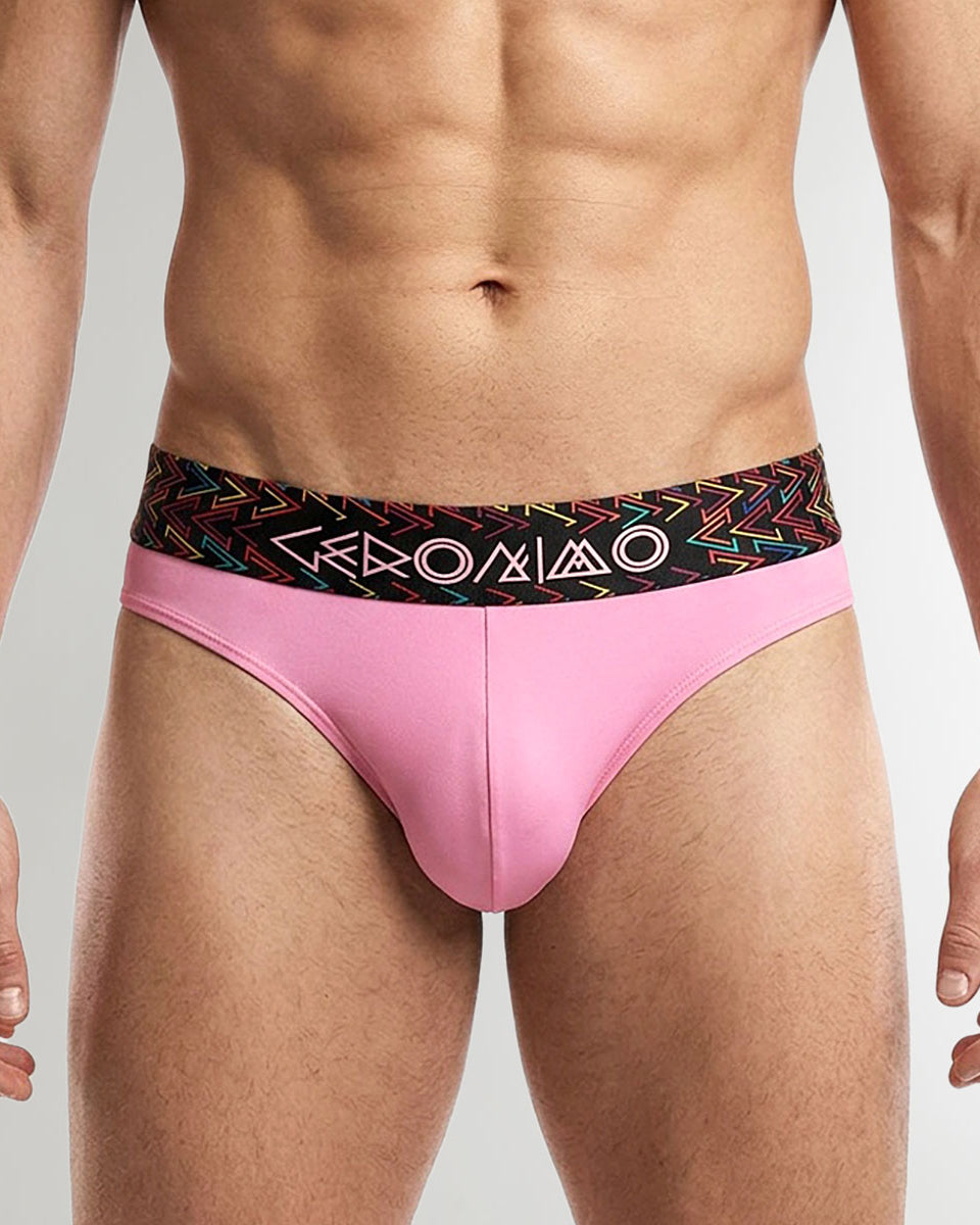 Geronimo Vibe Thong Pink - men's cotton modal thong underwear, front view