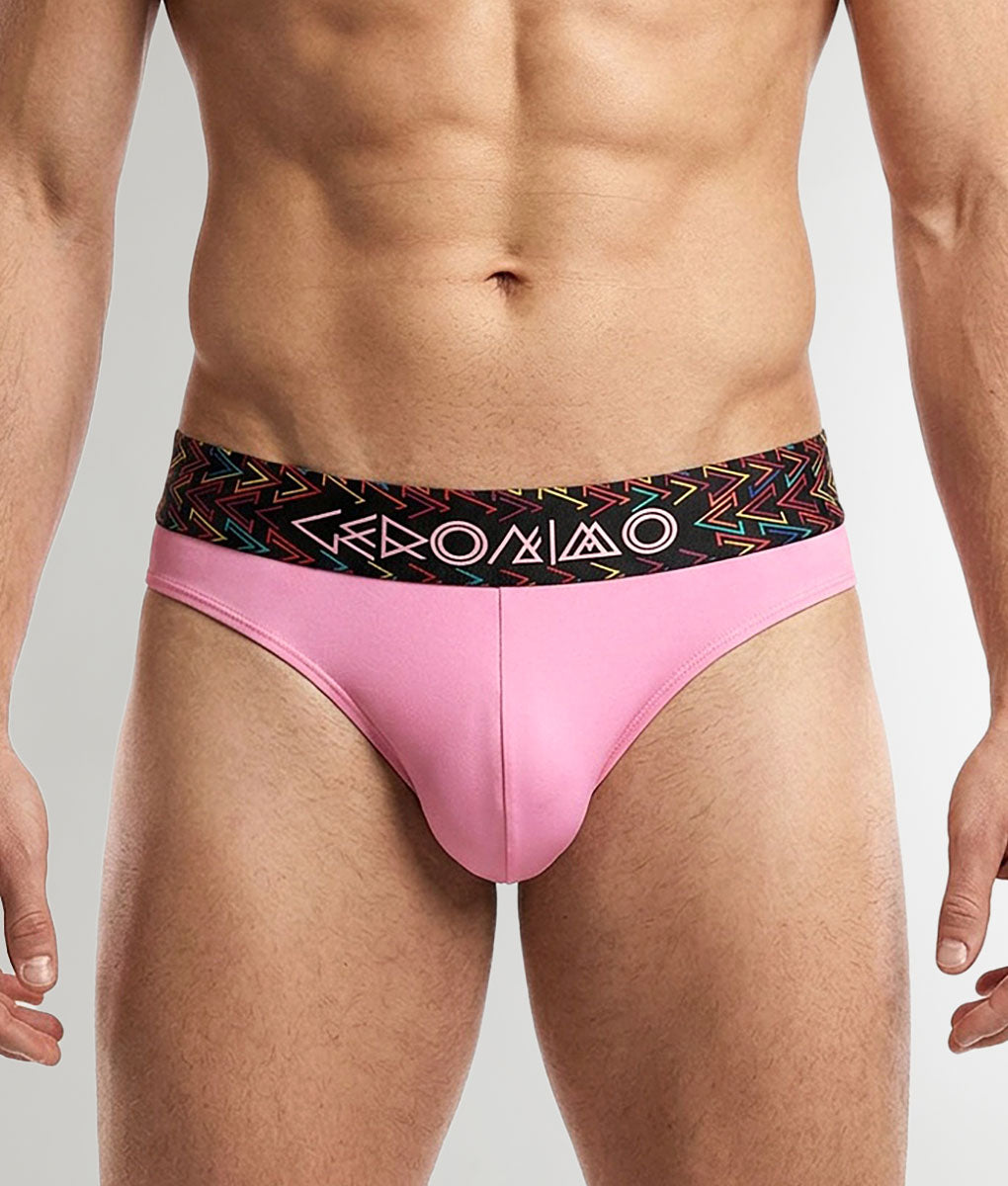 Geronimo Vibe Thong Pink - men's cotton modal thong underwear, front view
