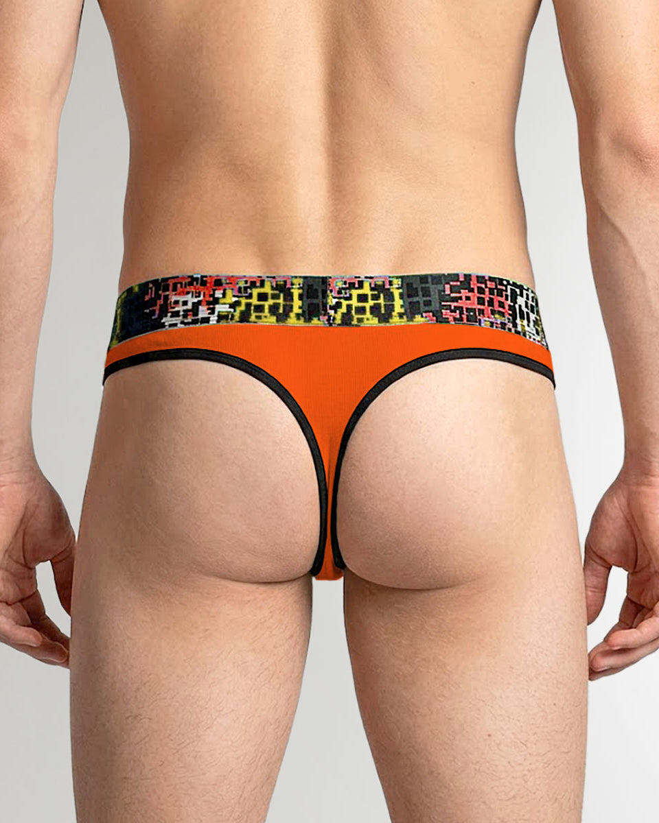 Geronimo Prism Thong Orange - men's cotton modal thong underwear, back view