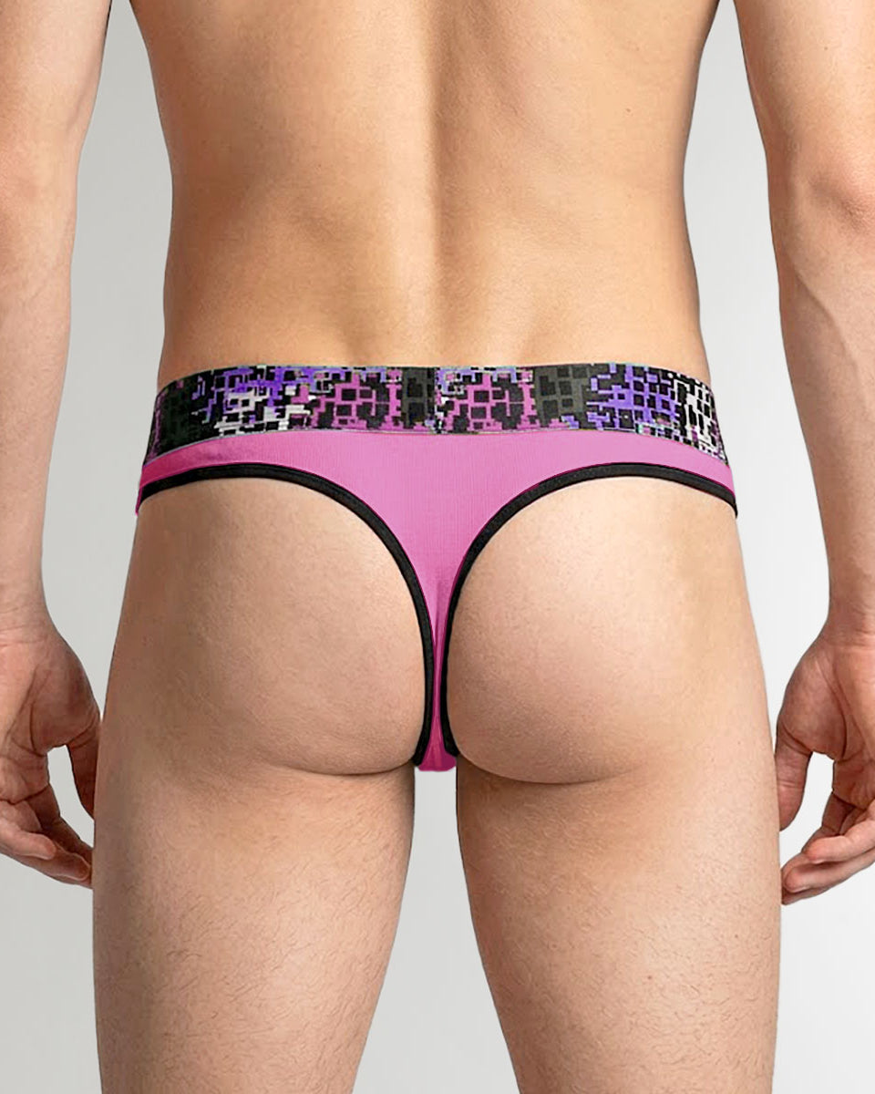Geronimo Prism Thong Pink - men's cotton modal thong underwear, back view