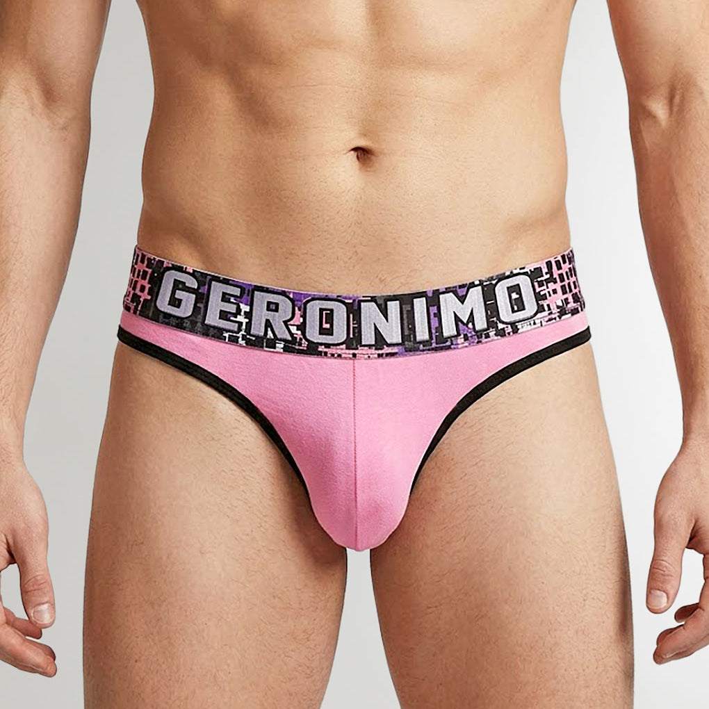 Geronimo Prism Thong Pink - men's cotton modal thong underwear, front view