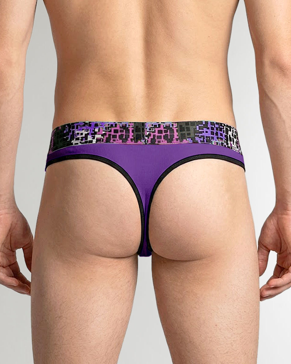 Geronimo Prism Thong Purple - men's cotton modal thong underwear, back view