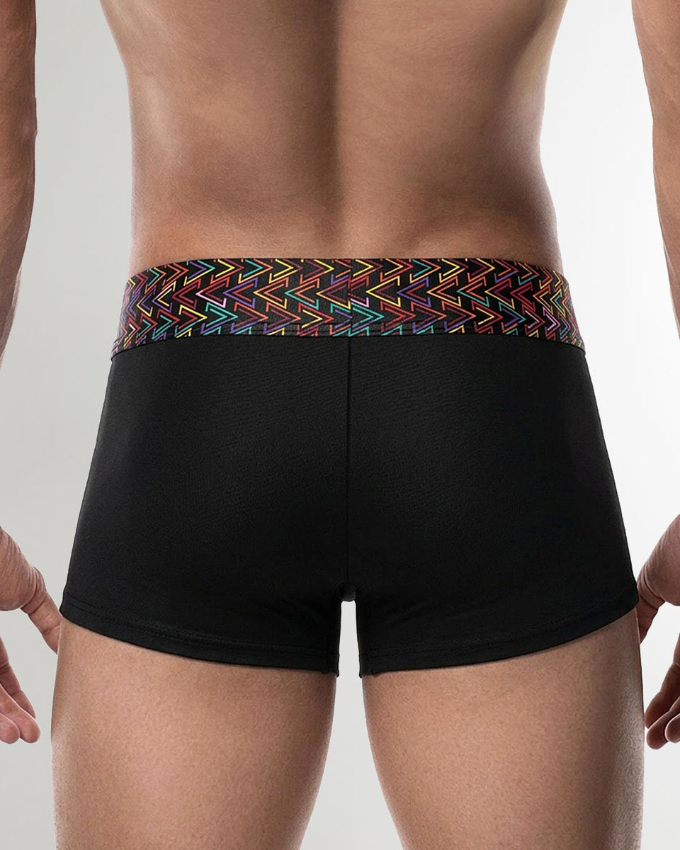 Geronimo Vibe Trunk Black - men's cotton modal trunk underwear, back view