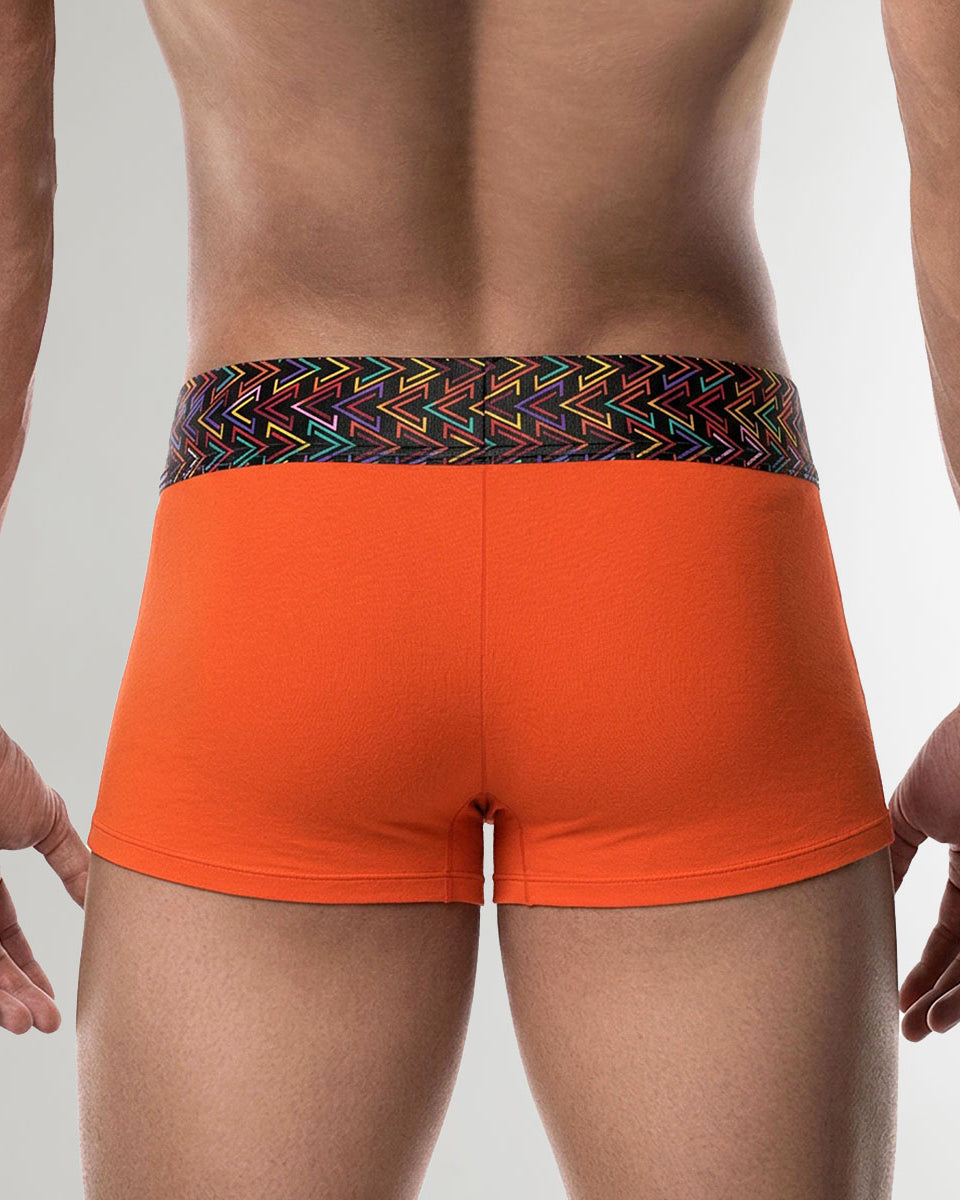 Geronimo Vibe Trunk Orange - men's cotton modal trunk underwear, back view