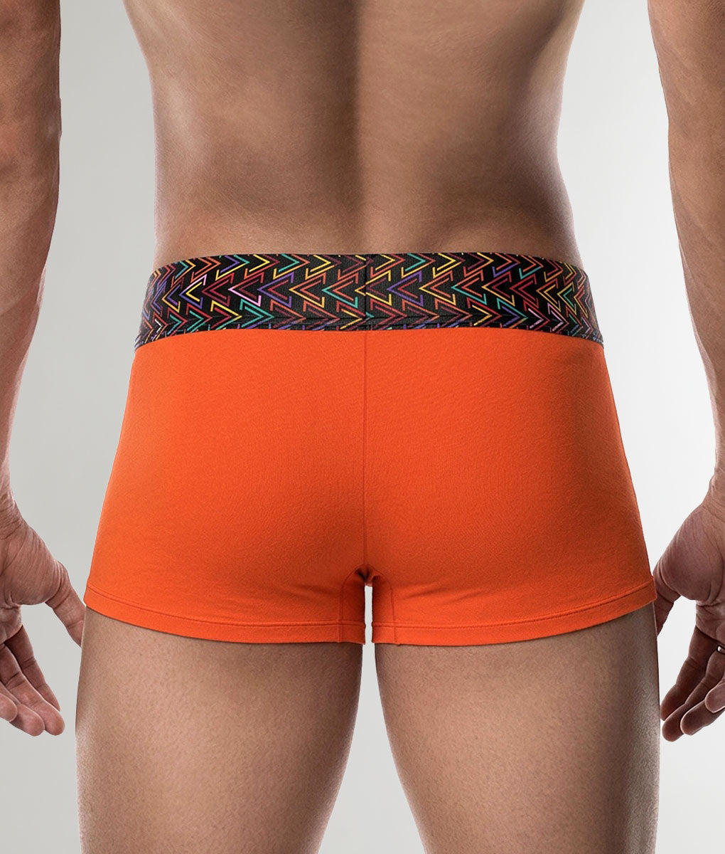 Geronimo Vibe Trunk Orange - men's cotton modal trunk underwear, back view