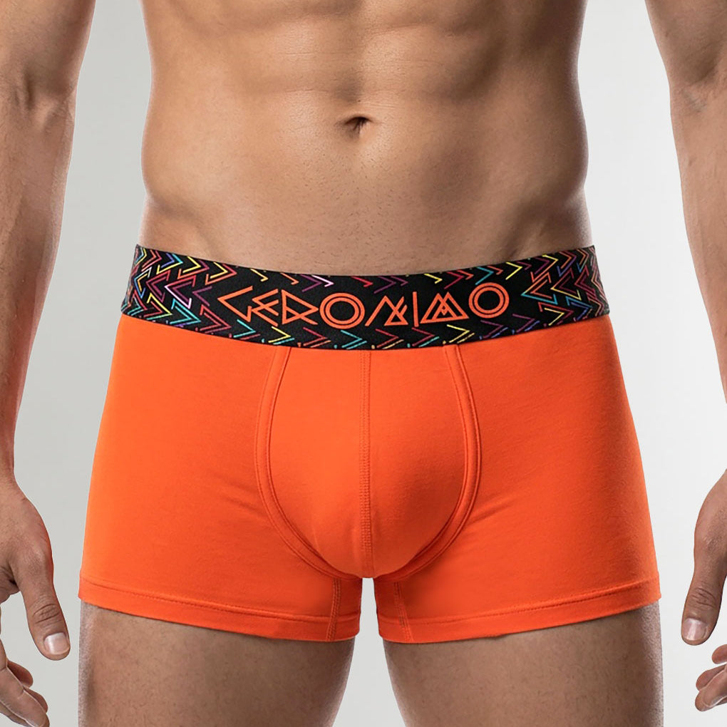 Geronimo Vibe Trunk Orange - men's cotton modal trunk underwear, front view