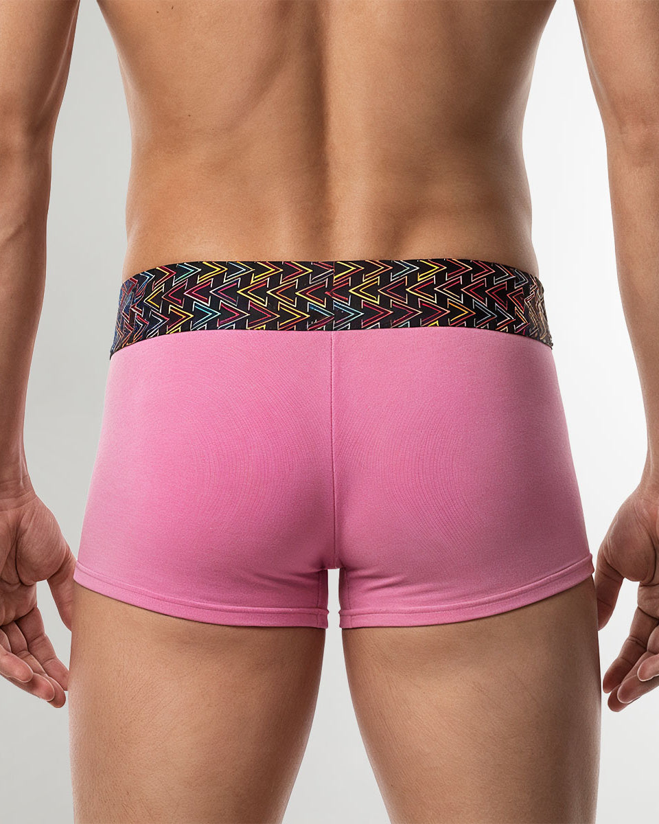 Geronimo Vibe Trunk Pink - men's cotton modal trunk underwear, back view