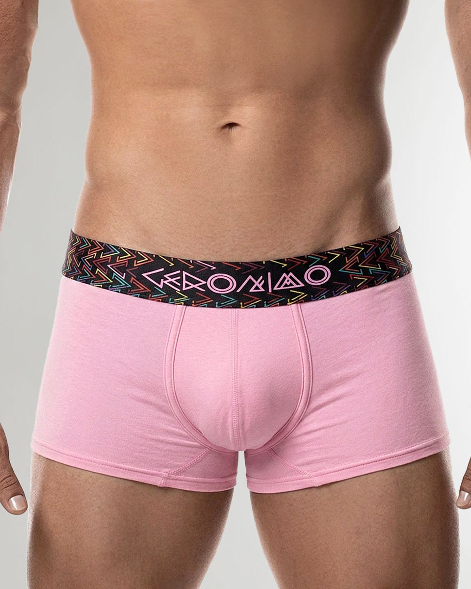 Geronimo Vibe Trunk Pink - men's cotton modal trunk underwear, front view