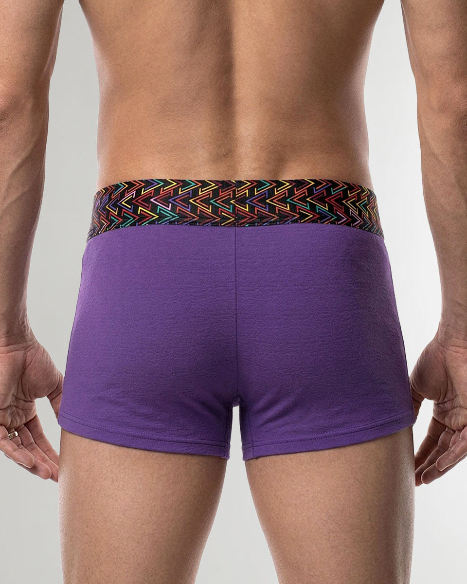 Geronimo Vibe Trunk Purple - men's cotton modal trunk underwear, back view