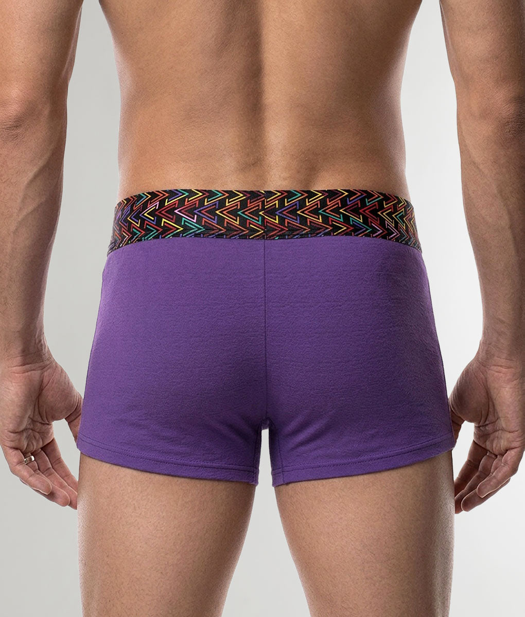 Geronimo Vibe Trunk Purple - men's cotton modal trunk underwear, back view