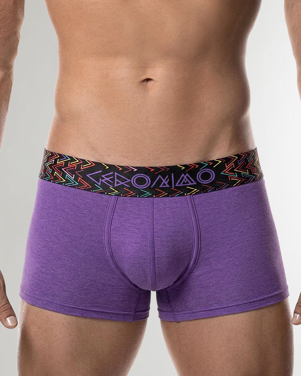 Geronimo Vibe Trunk Purple - men's cotton modal trunk underwear, front view