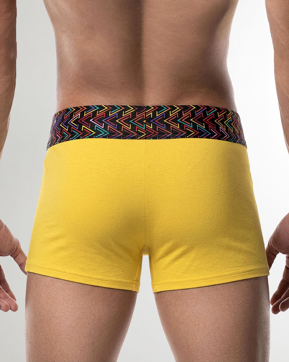 Geronimo Vibe Trunk Yellow - men's cotton modal trunk underwear, back view