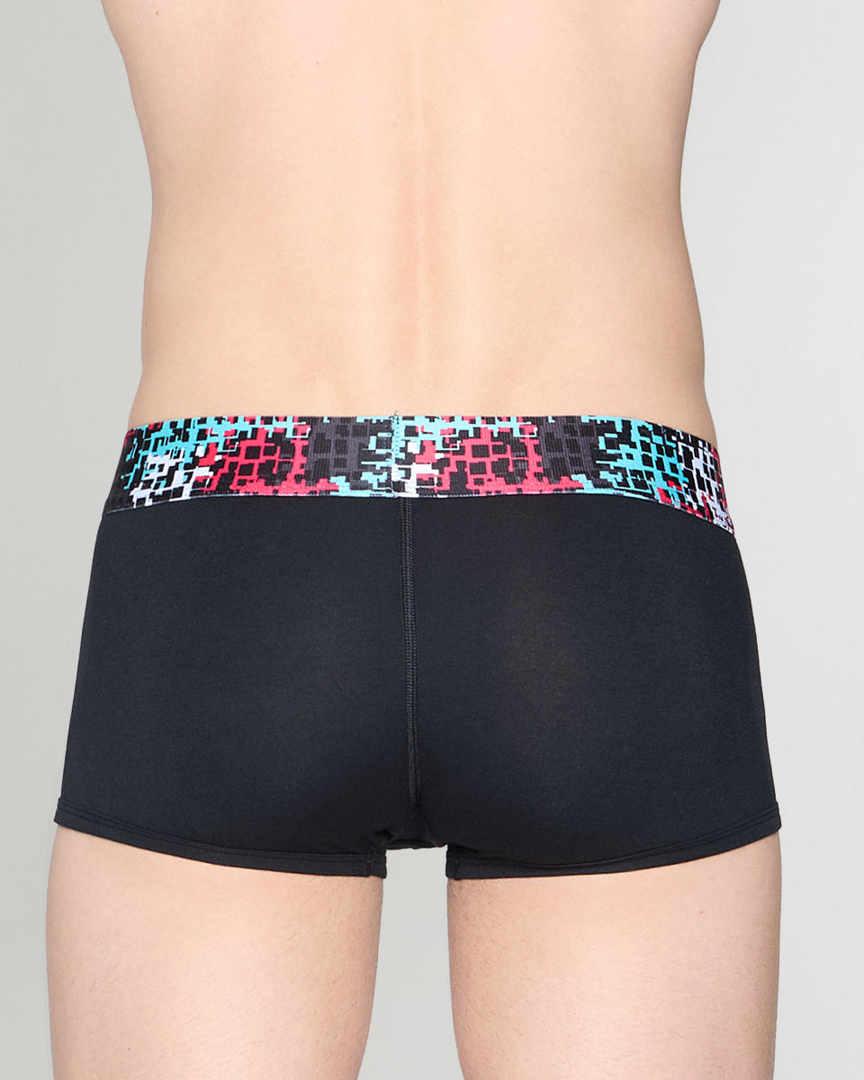 Geronimo Prism Trunk Black - men's cotton modal trunk underwear, back view