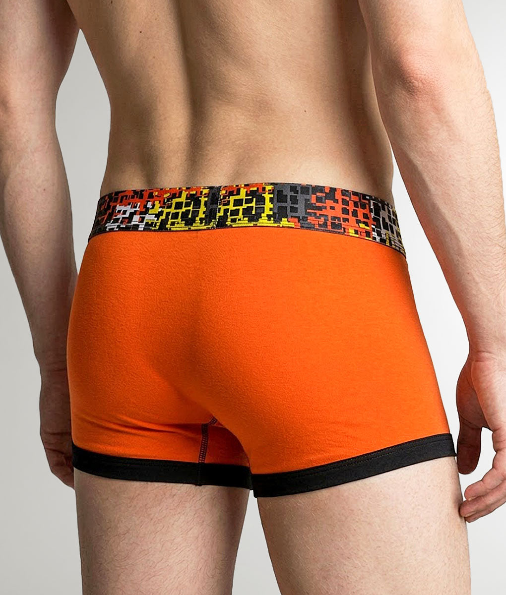 Geronimo Prism Trunk Orange - men's cotton modal trunk underwear, back view