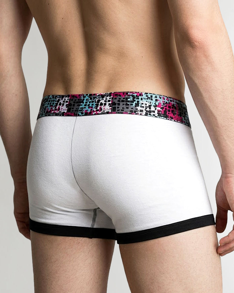 Geronimo Prism Trunk White - men's cotton modal trunk underwear, back view