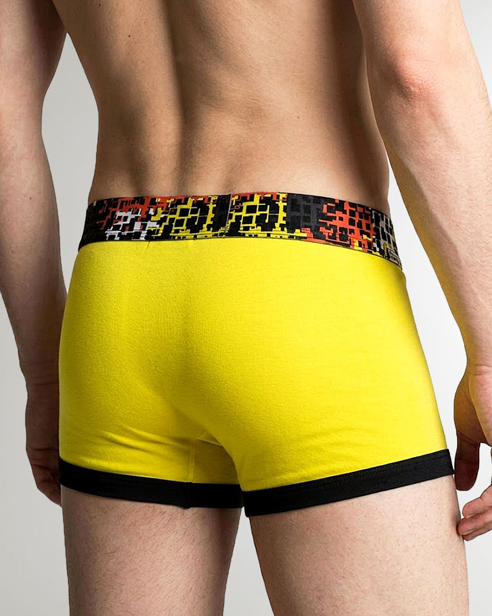 Geronimo Prism Trunk Yellow - men's cotton modal trunk underwear, back view