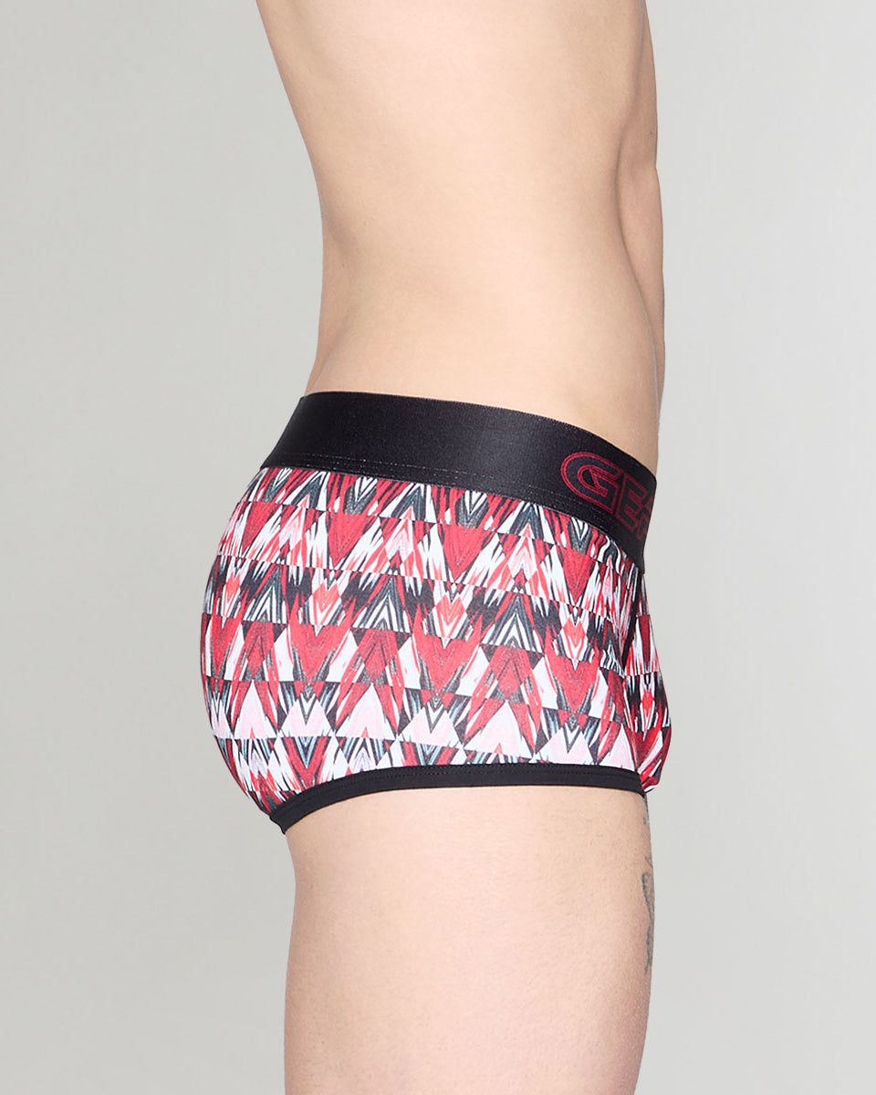 Geronimo Modern Mosaic Trunk Red - men's micro modal trunk underwear, side view