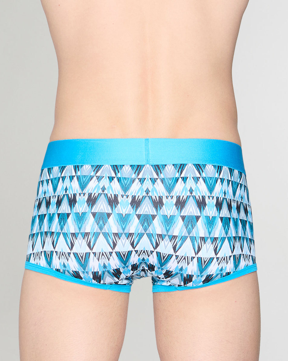 Geronimo Modern Mosaic Trunk Turquoise - men's micro modal trunk underwear, back view