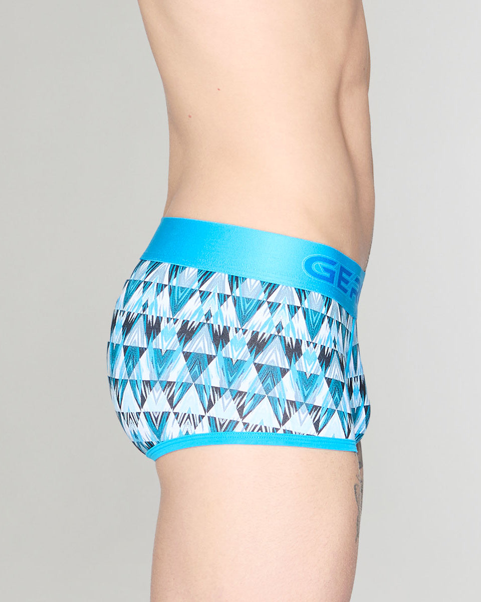 Geronimo Modern Mosaic Trunk Turquoise - men's micro modal trunk underwear, side view