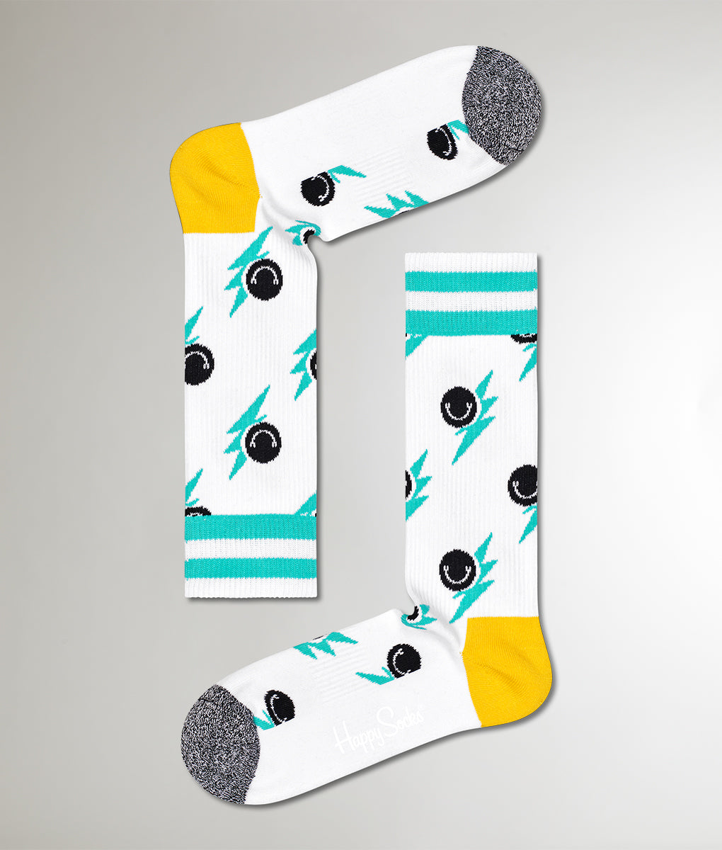 Happy Socks Smile Flash Crew Sock White