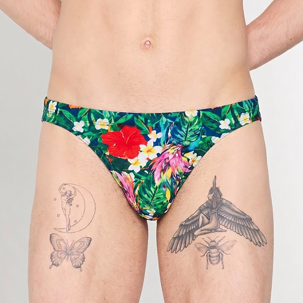 HOM Peacock Swim Micro Brief Multico Print