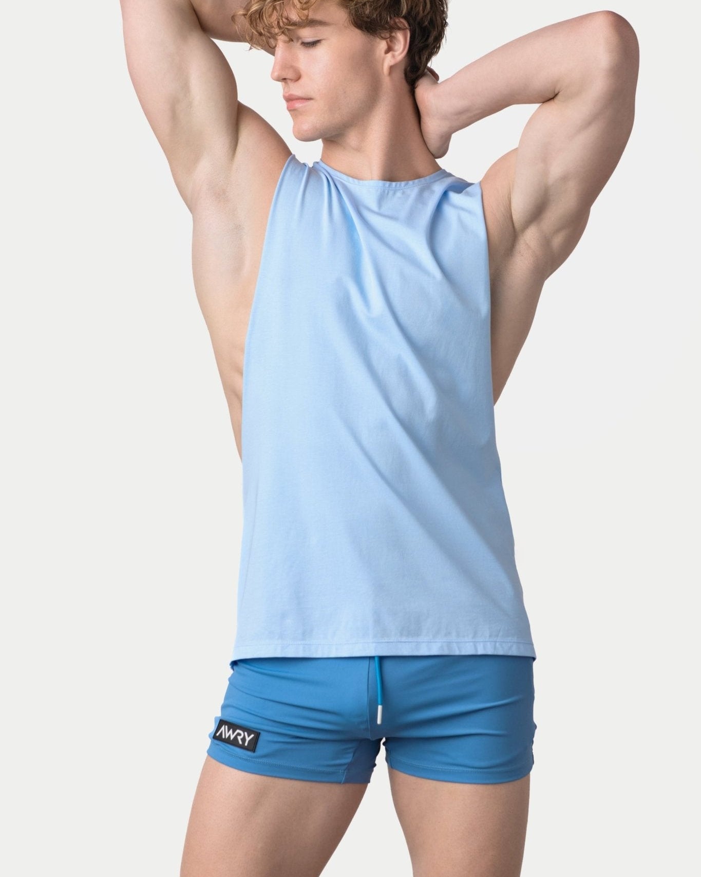 Awry Impact Tank Frost — close-up of organic cotton-modal fabric texture and drape