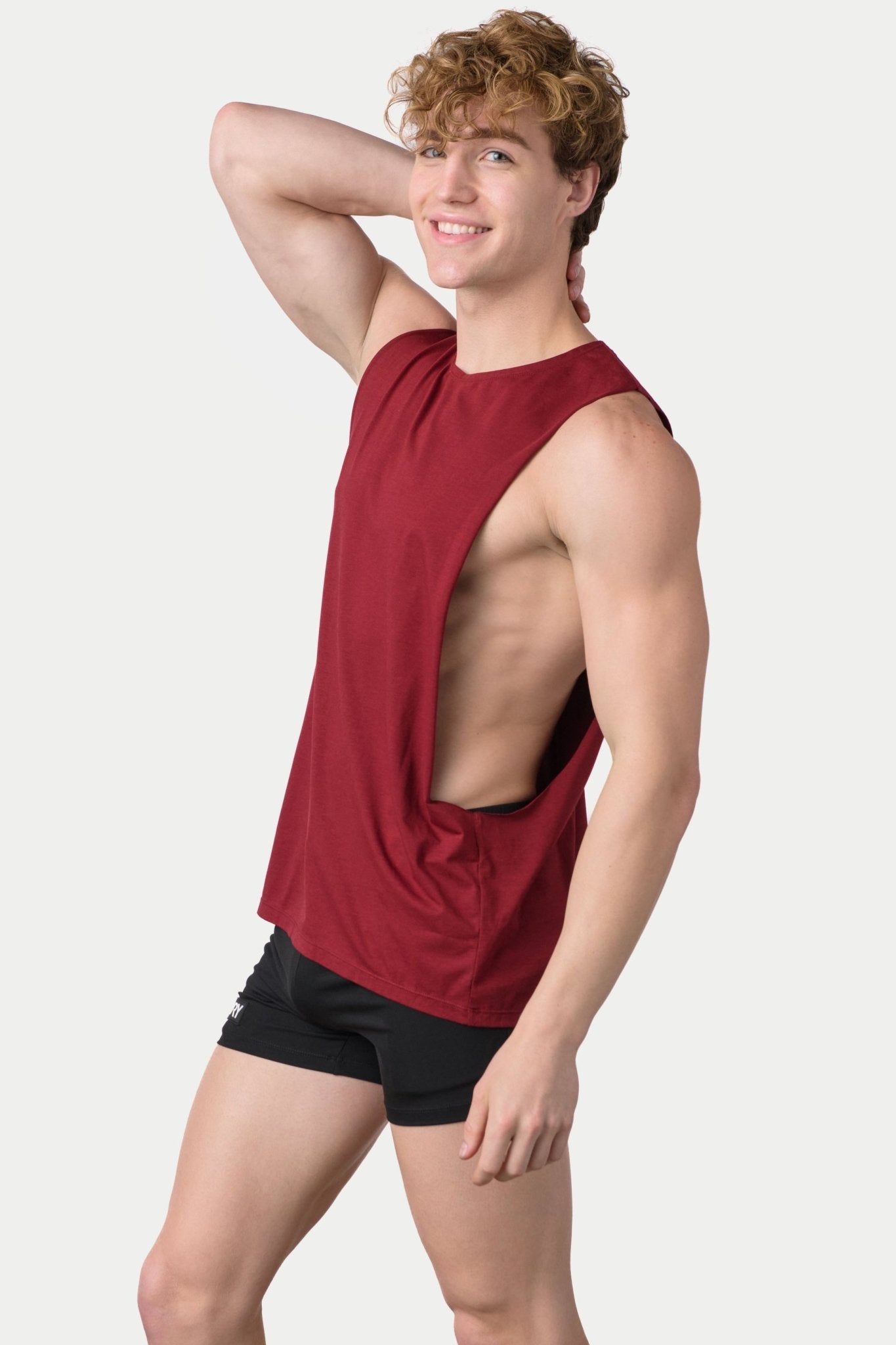 Awry Impact Tank Maroon — rear view showing open back and ventilation design