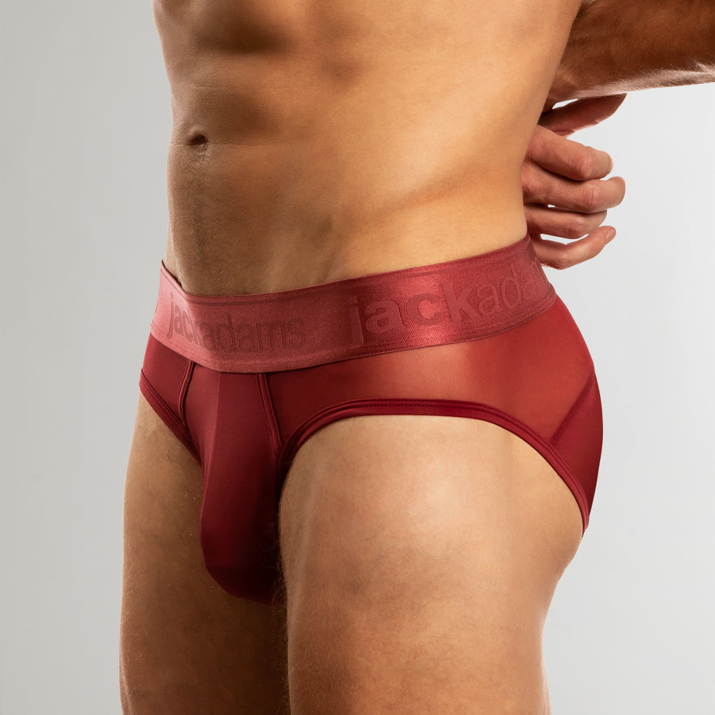 Jack Adams Monochrome Mesh Brief Tibetan-red