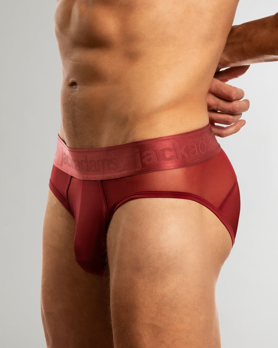 Jack Adams Monochrome Mesh Brief Tibetan-red