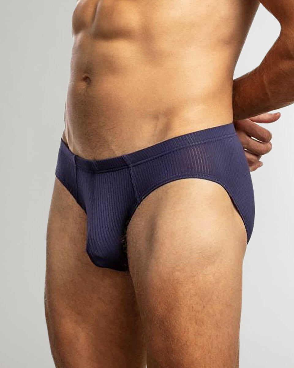 Jack Adams Barely There Modal Bikini Brief Eclipse - mens bikini briefs low rise ribbed modal, profile view