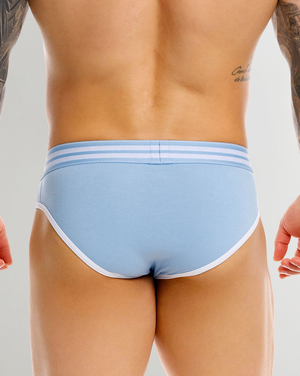 JOR College Brief Blue - men's low-rise cotton brief, back view