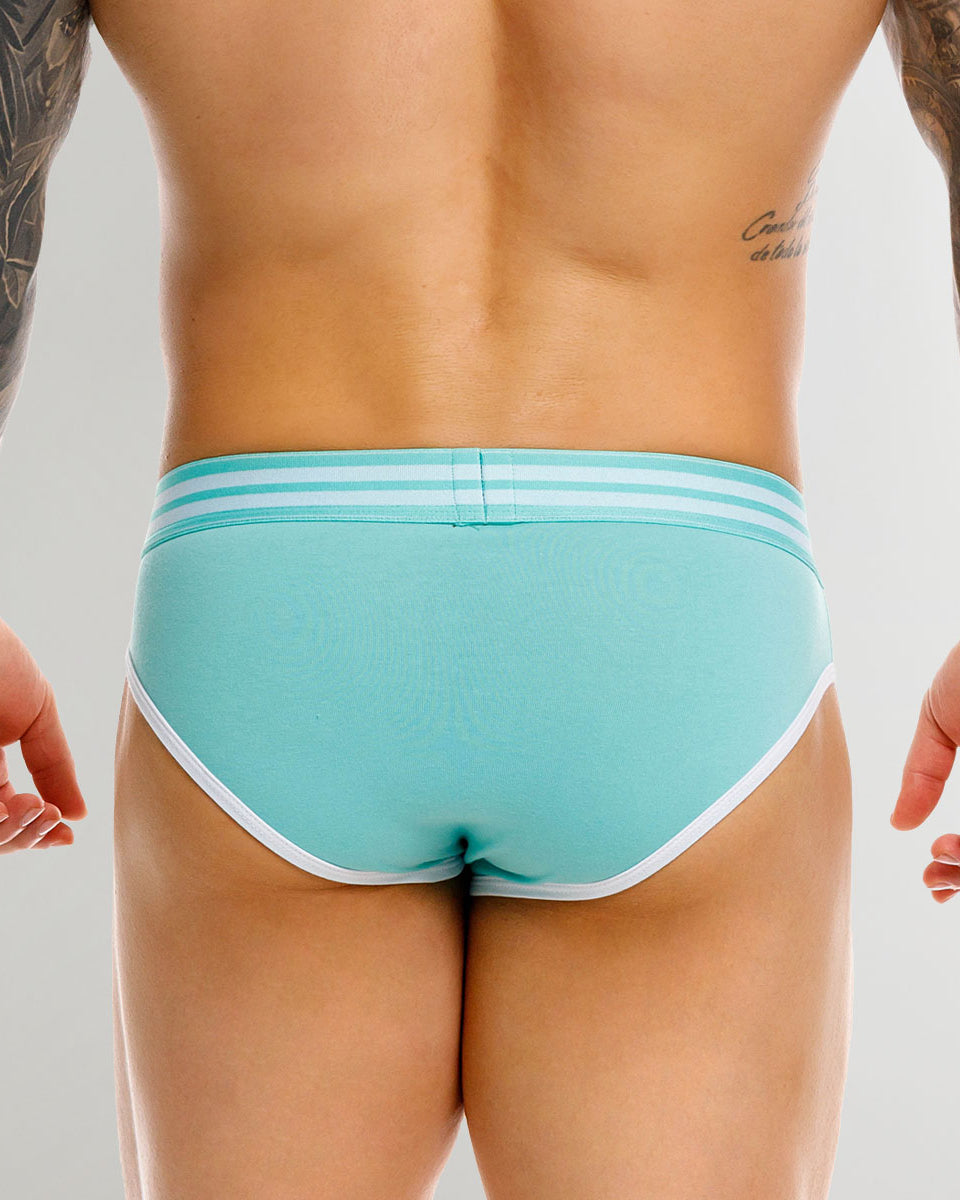 JOR College Brief Mint - men's low-rise cotton brief, back view