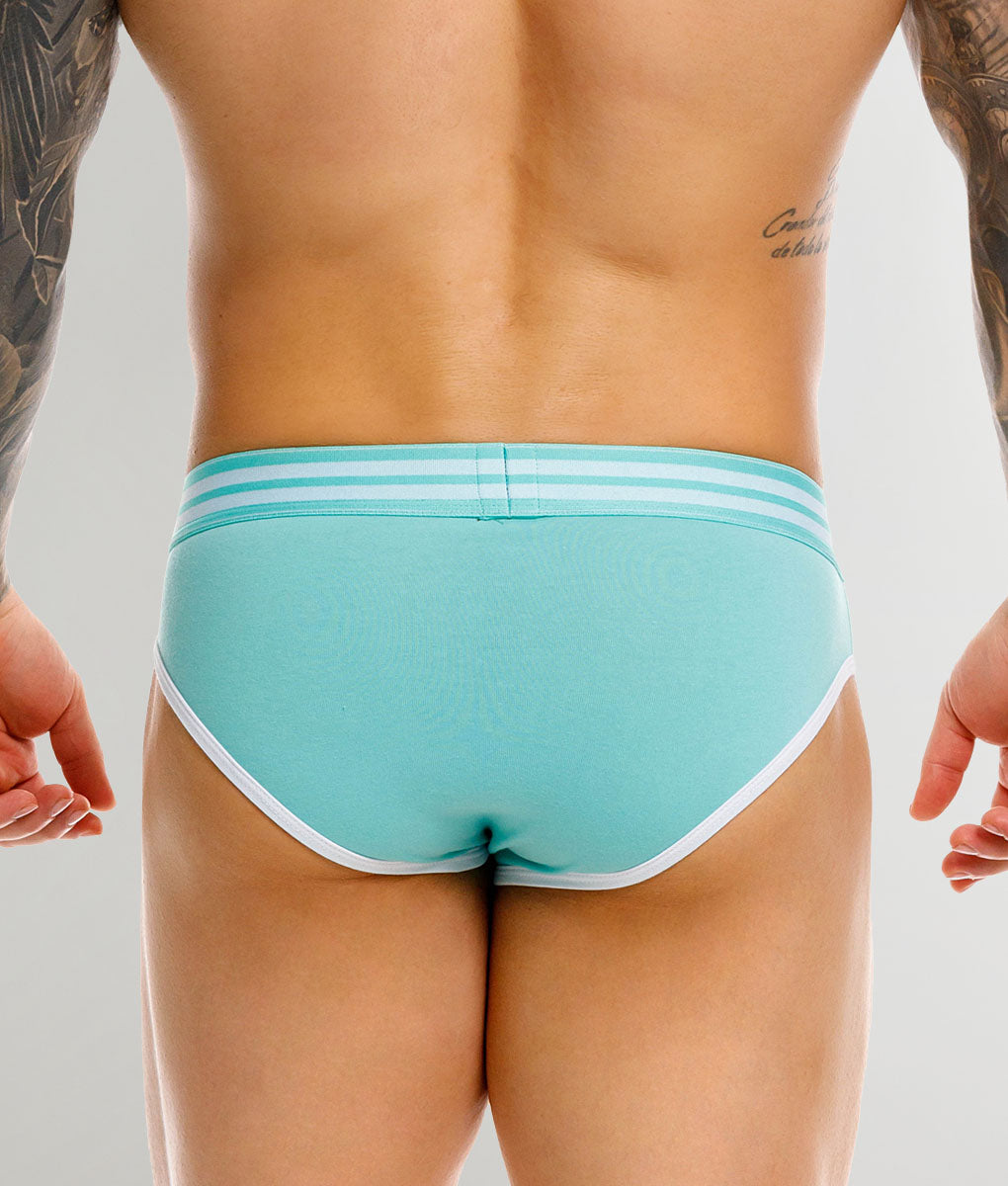 JOR College Brief Mint - men's low-rise cotton brief, back view
