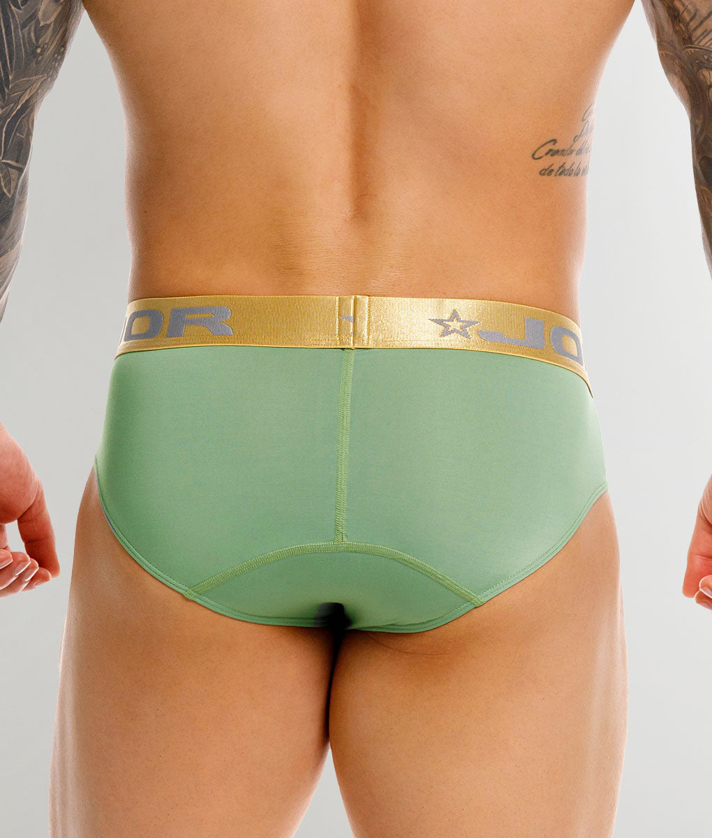 JOR Soho Brief Green - men's low-rise microfiber brief with full back coverage, back view