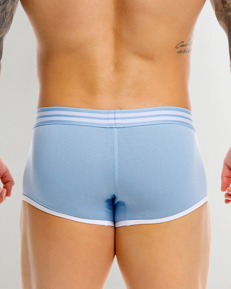 JOR College Trunk Blue - men's low-rise cotton trunk with full back coverage, back view